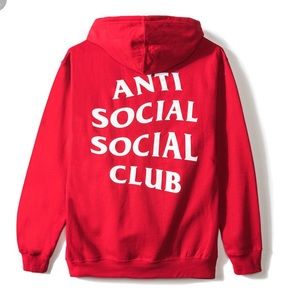 Anti Social Social Club Red Hoodie with White Back Logo